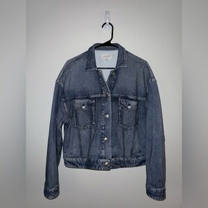 RAG & BONE Miramar Printed Denim Cotton Terry Trucker Jacket